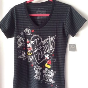 New Minnie & Mickey Mouse Gray V Neck Junior